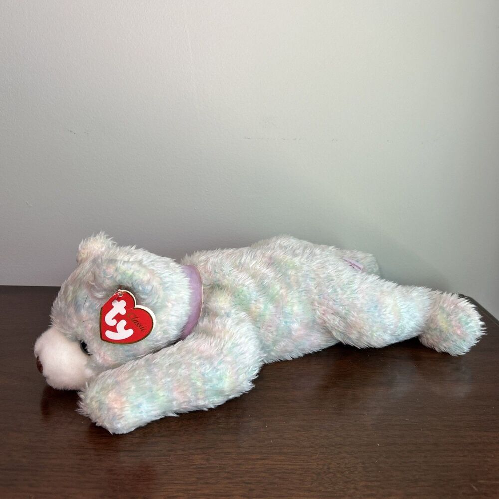 Ty Classic Gumdrop Bear 2000 Pastel lying Tylux 14"